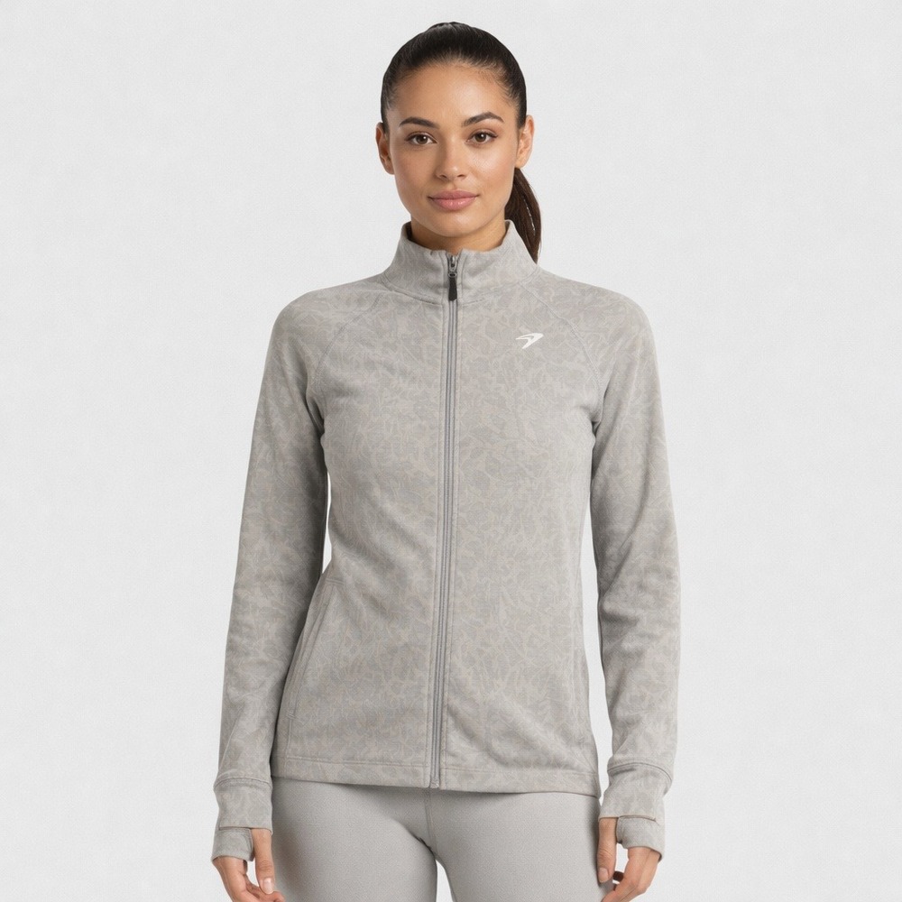Gymshark Women Zip Jacket Small Taupe Seamless Adapt Animal Sculpt Fit Training